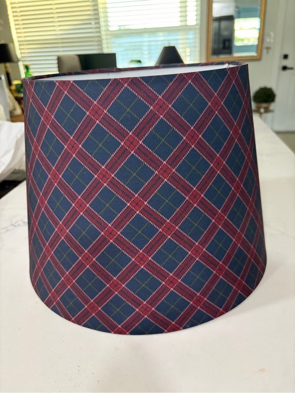 Navy and Red Plaid Lampshade